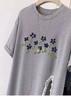 Camisetas Tops de Encaje Gris de Nicho Único de Alta Gama de Verano 2025 de Manga Corta Holgadas con Cuello Redondo y Flores para Mujer