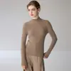 Suéter Base de Cachemir 100% Puro de Manga Larga Ajustado para Mujer, Tejido de Punto Pullover, para Otoño e Invierno