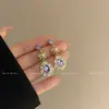 Industria Pesada Lujo Ligero Gama Alta Colgante Morado Gota de Agua Clip para Oreja Sin Agujeros en las Orejas Moda Dulce Aretes de Lazo de Diamante para Mujer