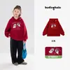 Pudding Haru Conjunto de Primavera Sudadera con Capucha Estampado de Huella de Gato para Niñas Suéter Sencillo Versátil de Manga Larga para Niños