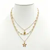 Cadena de Perlas Oceánicas de Venta Caliente Transfronteriza Europea y Americana Cadena para Clavícula de Mujer Colgante de Estrella de Mar y Concha Collar Multicapa Apilable Venta al por Mayor