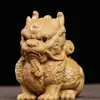 Sándalo de Laos Respaldo de Kirin Madera Maciza Tallado a Mano Pieza Decorativa Bestia Auspiciosa Mascota para Té Artesanía para el Hogar Juguete
