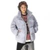 Jaqueta Outwear de Couro PU Espessado com Algodão e Logo Personalizável para Homens e Mulheres, Roupa de Inverno, Jaqueta de Algodão Solta, Jaqueta Pão, Jaqueta com Gola Alta para Homens