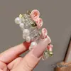 Flor de Rosa Dulce Cuentas Línea Telefónica Anillo para el Cabello Coleta Trenza Burbuja Artefacto Cuerda para el Cabello Trenzada Atar Adorno para la Cabeza Estilo Nuevo