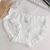 Ropa Interior Antibacteriana 7A para Mujer Algodón Puro Refuerzo Inferior Ligera y Amigable con la Piel Transpirable Jacquard para Niñas Braguitas de Cintura Media que Cubren las Caderas