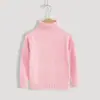 Suéteres de Algodón de Cuello Alto al por Mayor Transfronterizos para Niños y Niñas, Color Sólido Otoño e Invierno, Base Cálida de Punto de Manga Larga