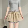 Falda Rosa de Bloques de Color Falsa de Dos Piezas para Mujer, Nuevo Diseño Verano 2026, Pantalones Falda de Tiro Alto Adelgazantes de Línea A