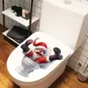 BRUP Adesivos de Assento de Vaso Sanitário de Natal Padrão Engraçado do Papai Noel Adesivos de Decoração de Banheiro HS5785C