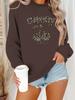 Suéter sudadera de otoño e invierno para mujer de Europa y Estados Unidos con estampado de cerezas CHERRY de manga larga y cuello redondo