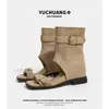 Novas Sandálias Romanas Abertas de Verão 2026, Botas Curtas de Camurça com Fivela e Tira, Botas Emagrecedoras que Aumentam a Altura