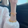 Pulsera de Cinco Emperadores de Imitación Oro Caballo de Madera Torre de Citrino Pulsera de Cristal para Mujer Nueva Cuerda Hecha a Mano para Novia en el Año de Nacimiento