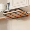 Estante de almacenamiento de cocina de pared sin taladro, soporte para tapas de ollas, estante para tablas de cortar debajo del gabinete, escurridor para tablas de cortar, estante de almacenamiento multifuncional