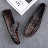 Mocasines Transpirables Antideslizantes de Cuero Genuino para Hombre, Tendencia Otoñal, Suela Suave, Superficie Suave, Zapatos Casuales