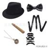 Anos 1920 Festa Gatsby Charuto Falso Relógio de Bolso Alça de Pescoço Conjunto de Gravata Borboleta Roupa Masculina Chapéu Boina de Lã