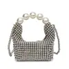 Bolso de Cena Tejido a Mano Puro para Mujer Estilo Francés Vintage Bolso de Perlas de Hada Trendy Popular en Internet Gran Capacidad Portátil Bolso de Hombro