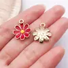 20 Piezas de Rosas Rojas Brillantes con Goteo de Aceite, Accesorios para Joyería DIY, Pulsera, Collar, Colgante, Llavero, Kit de Materiales para Colgantes Pequeños
