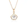 Colar S925 prata de lei Smart moissanite saia pequena feminino moda nacional luxo leve pingente em leque corrente clavícula joia