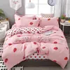 Juego de Ropa de Cama Pequeño Fresco de Cuatro Piezas Algodón Lavado Amigable con la Piel Cepillado para Cama de Estudiante Sábanas Funda Nórdica Juego de Tres Piezas Venta al por Mayor