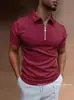 Camisa Polo de Verano 2025 para Hombre de Amazon Transfronterizo Color Sólido Manga Corta Camiseta Lel Top Casual Ropa Masculina Europea y Americana