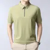 Camisa polo de verano para hombre con cuello de cremallera, color liso, para hombres de mediana edad, moderna y casual, a la moda, venta al por mayor y dropshipping