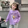 Camiseta Básica Estilosa de Desenho Animado para Outono e Primavera para Crianças Maiores e Bebês, 100% Algodão, Camiseta de Manga Longa da Moda para Meninas