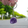 Llavero de Piedra Cruda de Cristal Natural al por Mayor Colgante para Coche Colgante Creativo de Alta Gama para Bolso Decoración de Coche