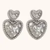 Pendientes de Corazón con Patrón de Meteorito Transfronterizos Europeos y Americanos Acero Inoxidable 316L Chapado en Oro de 18K Elegantes Retro Lujo Accesible Pendientes de Corazón Durazno