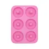 Molde para Donas con 6 Cavidades, Fácil de Desmoldar, Silicona de Grado Alimenticio, Molde Redondo Hueco para Pasteles, Herramientas de Repostería Transfronterizas
