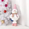 Enfeite de Boneca Retrátil Rosa de Natal Figura Luminosa do Papai Noel Boneca de Pernas Longas Enfeite de Decoração