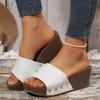 Zapatillas de Leopardo de Comercio Exterior Europeo y Americano de Una Línea con Suela Gruesa para Mujer Talla Grande Transfronteriza para Exterior Cuña Sandalias de Playa Amazon