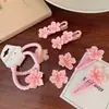 Grampo de Cabelo Flor de Cerejeira Rosa ~ Presilha para Franja de Menina Presilha Lateral Presilha Doce BB Corda de Cabelo Elástica Fofa Presilha para Franja Infantil