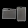 Cubierta para tarjeta de identificación transparente de plástico PP de doble cara vertical, carcasa para tarjeta de identificación plegable tipo flip, en stock, venta al por mayor