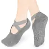 Calcetines de yoga deportivos para fitness con cordones, empeine descubierto, dispensador de presión lenta, calcetines de baile para entrenamiento en interiores, en stock, venta al por mayor