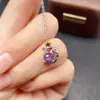 Accesorios de Colgante de Amatista Natural Transfronterizos, Joyería de Plata 925 de Alta Gama de Nicho, 6*6 Ventas Directas de Fábrica de Joyería Incrustada
