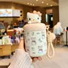 Botella de agua aislada de acero inoxidable, acero inoxidable 316, para niños y estudiantes, con popote, con lindos diseños de dibujos animados de Woody, Judy y Nick