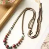 Pulsera de Cuentas de Incienso de Cuerda Trenzada Hecha a Mano, Collar Largo Estilo Vintage, Cadena para Suéter, Uso en Capas, Fabricante Mayorista