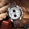 Reloj Megir para Hombre Multifunción Cronógrafo Calendario Correa de Cuero Genuino Fabricante de Gama Alta Suministro 2015