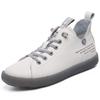 Botas curtas de couro femininas 2024 Primavera e Outono novos sapatos brancos de cano alto sola macia decote em V versátil casual planas tamanho grande sapatos femininos
