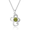 Comercio Exterior Transfronterizo Plata de Ley S925 Moda Colgante de Flor Hoja Amazon Doce Piedras de Nacimiento Collar Simple de Moda
