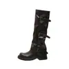 Nuevas Botas Cortas Adelgazantes Versátiles Otoño/Invierno 2026 Aumentadoras de Altura Correa de Cuero Hebilla Cuadrada Botas de Jinete de Media Pantorrilla Botas Arrugadas