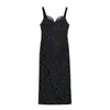 Venta al por mayor transfronteriza 2026 estilo europeo y americano moda casual corte ajustado encaje empalmado lunares vestido camisola para mujer B22673