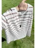 Novedad Otoño 2026 Camiseta de Manga Corta Rayas Oversize Cuello Redondo Estilo Hong Kong M-5X HT26727-TeP26