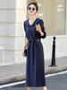 Vestido de Estilo Coreano Preppy Línea H Moda Otoño 2025 Adelgazante Manga Larga Casual Ceñido a la Cintura Elegante Vestido con Cinturón