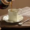 Platillo para Taza de Café Plegado de Fábrica Taza de Cerámica Fina de Alta Calidad Diseño para Mujer Sentido del Diseño Nicho Taza de Leche Taza para Beber