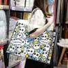Bolsa de lona de gran capacidad, bolsa de tela no tejida, bolsa de mano de lona personalizada con dibujos animados lindos para el trabajo, ecológica, versátil, alto valor estético