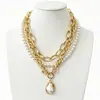 Cadena de Perlas Oceánicas de Venta Caliente Transfronteriza Europea y Americana Cadena para Clavícula de Mujer Colgante de Estrella de Mar y Concha Collar Multicapa Apilable Venta al por Mayor