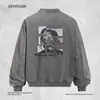 Sudadera de manga larga con cuello redondo y estampado creativo de rompecabezas, estilo streetwear americano de corte holgado para hombre, adecuada para primavera y otoño