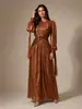 Vestido Largo Elegante de Seda con Cintura Ajustada y Pliegues de Manga Larga para Mujer, Moda Europea y Americana, Comercio Exterior Transfronterizo 2026