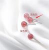 Pendientes pequeños de plata S925 con cristales de fresa para mujer, temperamento dulce, personalidad surcoreana, joyería sencilla de plata con forma de aguja E8521