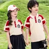 Roupas de Aula para Alunos do Ensino Fundamental Roupas de Verão Traje Esportivo de Manga Curta Uniforme Escolar de Formatura Estilo Colégio Britânico Infantil Uniforme de Jardim de Infância